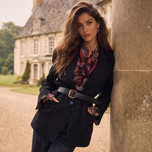 VTG 80s 90s Dumas Oversized Boxy Black Wool Blazer, M, Ralph Lauren Core